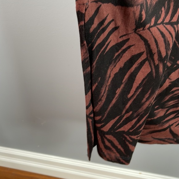 Vans Fern Tropical Print Midi Dress brown black sleeveless side slits beach L - Picture 4 of 9